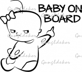 Baby on board morcos mutató 2 db plottervágott autós matrica applikáló fóliával
