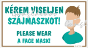 Kérem viseljen szájmaszkot! Please wear a face mask! Figurás tábla matrica