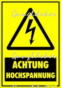 Achtung hochspannung (vigyázat magas feszültség) figyelmeztető tábla matrica