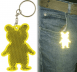 Fényvisszaverős láthatósági maci medve sárga színben kulcstartóra rakható