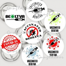 Beoltva Vaccinated mintás kitűző jelvény 44mm-es átmérővel