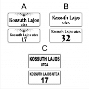 Egyszerűbb design utcanévtábla fém vagy műanyag kivitelben