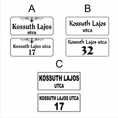 Egyszerűbb design utcanévtábla fém vagy műanyag kivitelben