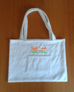 Frottír szauna táska 10 db-os egyforma egyedi szaunás logó hímzéssel
