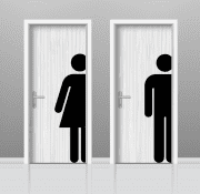 Mosdó WC férfi női nagyméretű ajtóra ragasztható öntapadós matrica párban többféle színben