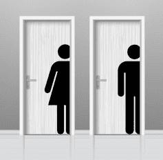 Mosdó WC férfi női nagyméretű ajtóra ragasztható öntapadós matrica párban többféle színben