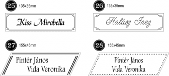 Gravírozott névtábla ajtóra kontúrral