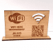 Szállodai WIFI fa gravírozott tábla egyedi logóval, szöveggel, qr kóddal