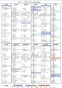 Éves A/4 -es éves falinaptár névnapokkal írható felületekkel, jelölt ünnepnapokkal, ledolgozandó szombatokkal