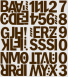 8 cm-es öntapadós betűk-szám csomag, barna színben