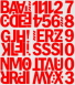8 cm-es öntapadós betűk-szám csomag, piros színben
