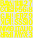 8 cm-es öntapadós betűk-szám csomag, sárga színben