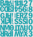 8 cm-es öntapadós betűk-szám csomag, türkiz színben