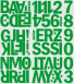 8 cm-es öntapadós betűk-szám csomag, zöld színben