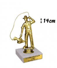 Figura horgász hal márványtalppal gravírtáblával 14cm FSE-192