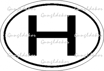 H betűs ovális matrica Belülről felragasztható matrica, fehér alapon sima fekete H