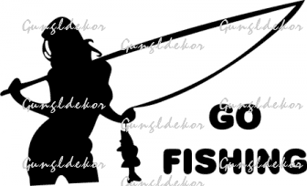 Go fishing horgászos csaj 2 db plottervágott autós matrica applikáló fóliával