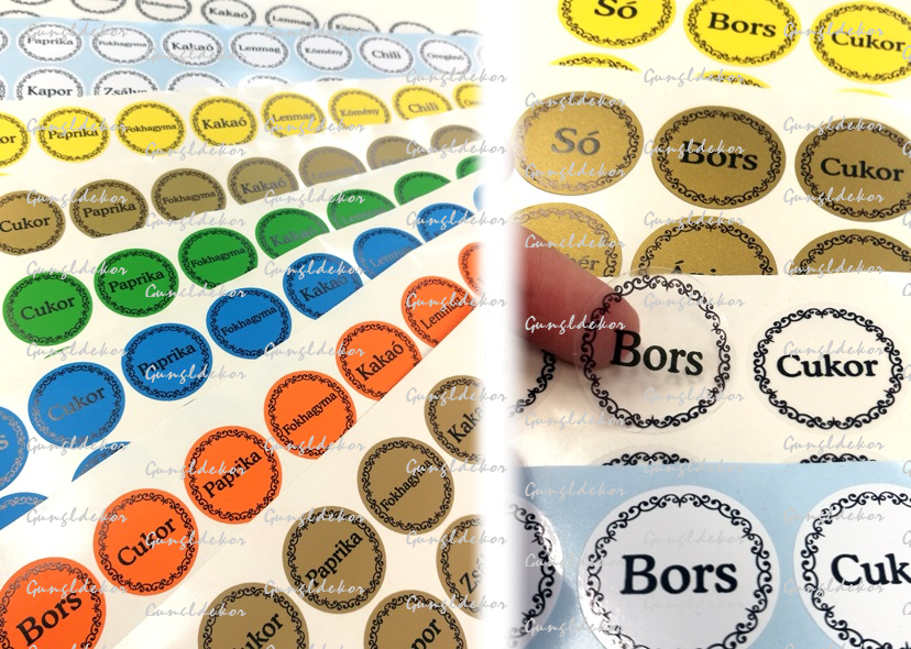 Fűszeres tartó címke fűszer megnevezések kerek kismatricák - Egyéb ...