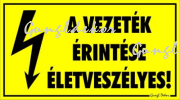 A vezeték érintése életveszélyes! Villámjellel tábla matrica