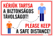 Kérjük tartsa a biztonságos távolságot! Please keep a safe distance! Figurás tábla matrica