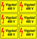 Vigyázz! 400 V 6db ollóval szétvágható kismatrica