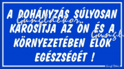 A dohányzás súlyosan károsítja az ön és a környezetében élők egészségét tábla matrica, kék színben