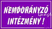 Nem dohányzó intézmény tábla matrica, lila színben