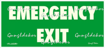 Emergency exit vészkijárat fluor utánvilágító felvilágosító tábla matrica