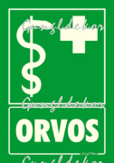 Orvos piktogram felirattal, fluor utánvilágító anyagból tábla matrica