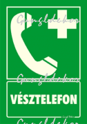 Vésztelefon piktogram felirattal, fluor utánvilágító anyagból tábla matrica