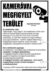 GDPR Kamerával megfigyelt terület tábla matrica piktogramos