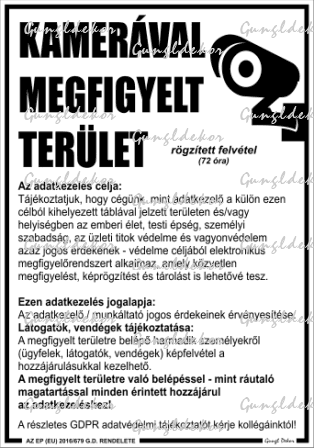 Gdpr Kameraval Megfigyelt Terulet Tabla Matrica Piktogramos Altalanos Uzletfelszerelesi Boltos Dekorwebshop Hu