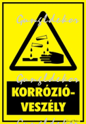 Korrózióveszély figyelmeztető tábla matrica