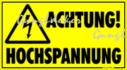 Achtung hochspannung (vigyázat magas feszültség) sárga tábla matrica