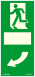 Utánvilágítós tábla, zöld háttér, álló kivitel kilincshez, balra futó ember az ajtóban , alatta balra forgó kilincs piktogram