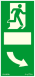 Utánvilágítós tábla, zöld háttér, álló kivitel kilincshez, jobbra futó ember az ajtóban, alatta jobbra forgó kilincs piktogram