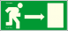 Utánvilágítós tábla, zöld háttér, jobbra futó ember a kijárathoz