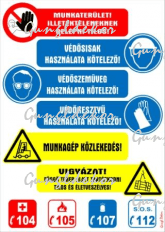 Munkavédelmi összesítő jelzések rendelkezések tábla matrica