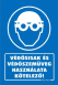 Védősisak és védőszemüveg használata kötelező tábla matrica, kék alapon fehér szöveg, védőszemüveg és védősisakos fej piktogram