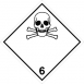 ADR 6.1 bárca Mérgező anyagok, fehér alapon fekete koponya, élére állított négyzet, koponya piktogrammal