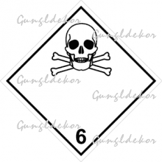 ADR 6.1 bárca Mérgező anyagok, fehér alapon fekete koponya, élére állított négyzet, koponya piktogrammal