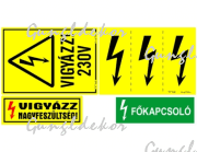 Villamossági érintésvédelmi csomag 1 matrica szett (230V-hoz)