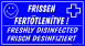 Frissen fertőtlenítve! Többnyelvű tábla matrica