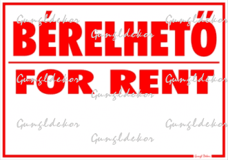 Bérelhető For Rent matrica tábla