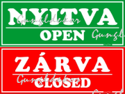 Nyitva Open Zárva Closed zöld piros kétoldalas forgatható tábla