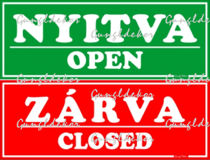 Nyitva Open Zárva Closed zöld piros kétoldalas forgatható tábla